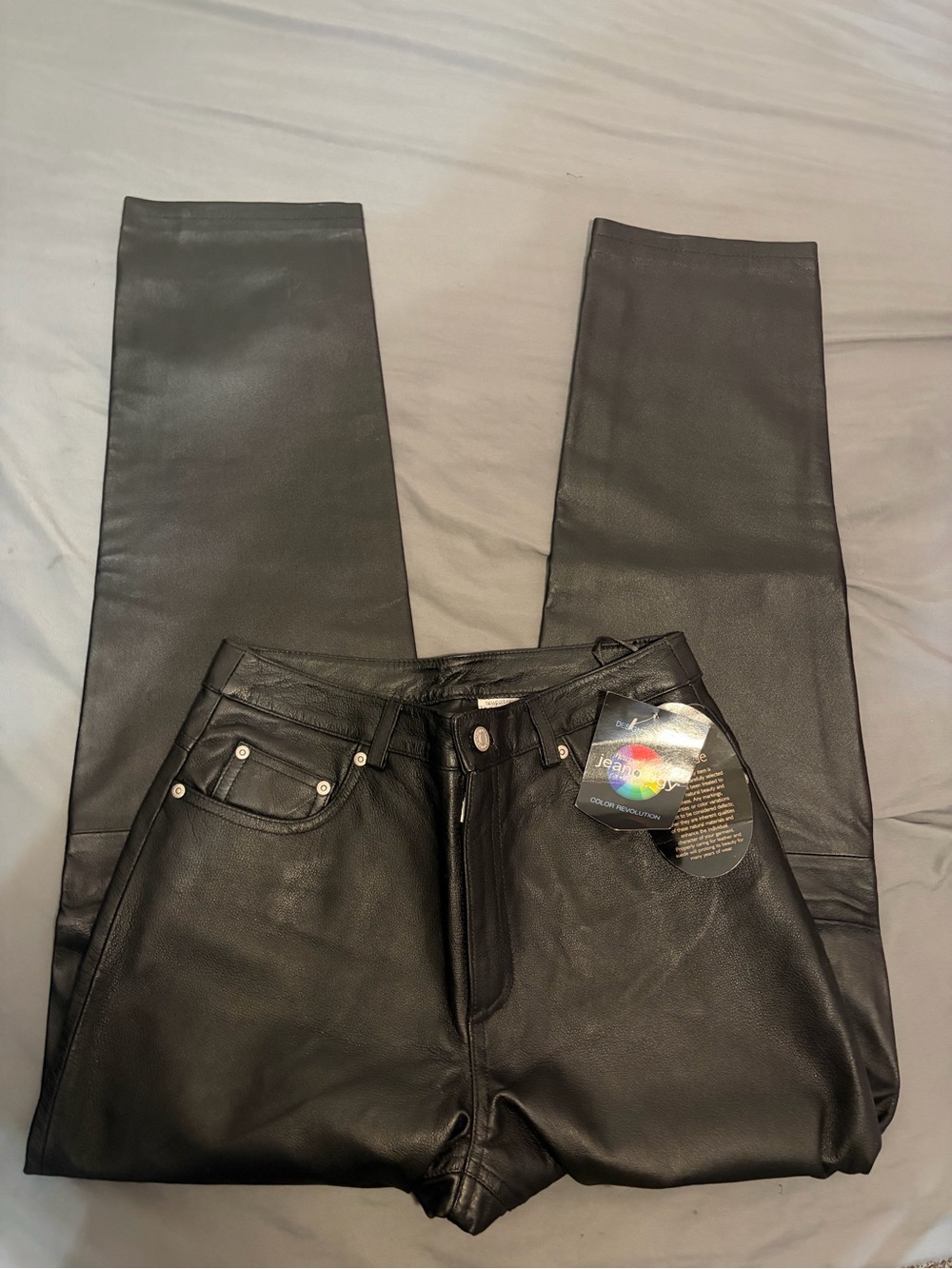 Newport News Black Faux Leather Skinny Jeans
